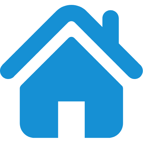 A blue house with an arrow pointing up.